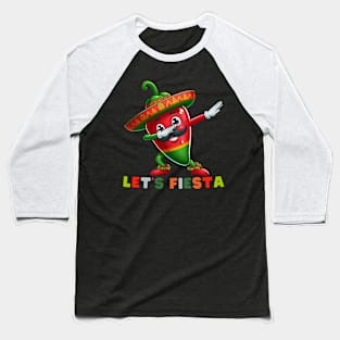 Dabbing pepper Let's Fiesta Cinco De Mayo  Mexican Party Baseball T-Shirt